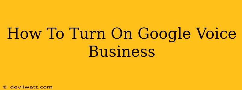 How To Turn On Google Voice Business