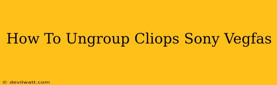 How To Ungroup Cliops Sony Vegfas