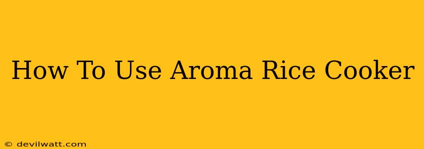 How To Use Aroma Rice Cooker