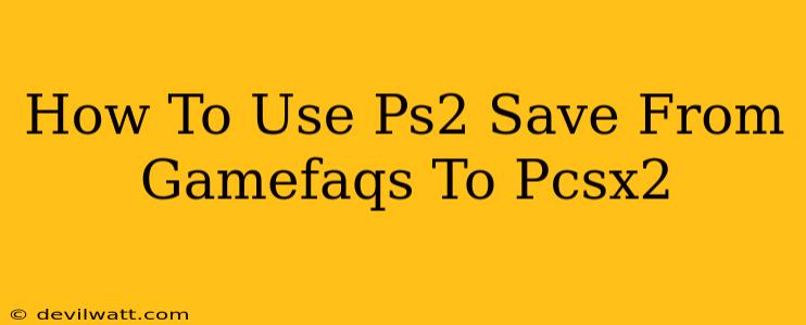 How To Use Ps2 Save From Gamefaqs To Pcsx2