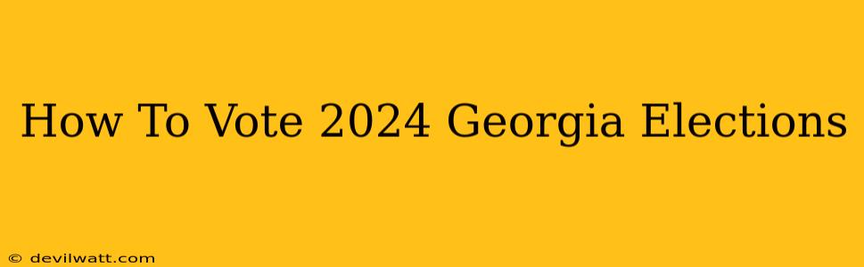 How To Vote 2024 Georgia Elections