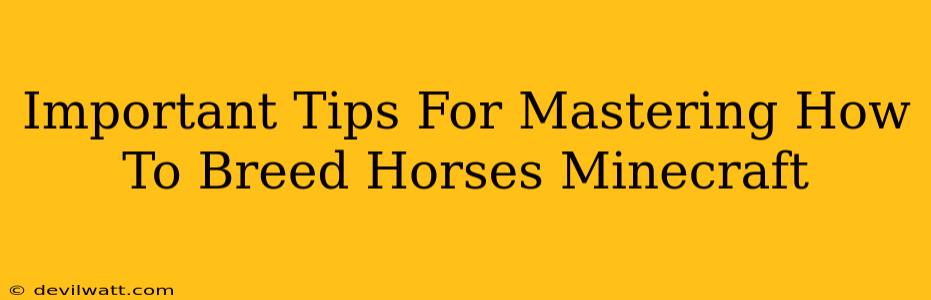 Important Tips For Mastering How To Breed Horses Minecraft