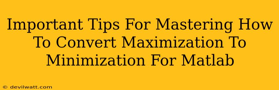 Important Tips For Mastering How To Convert Maximization To Minimization For Matlab