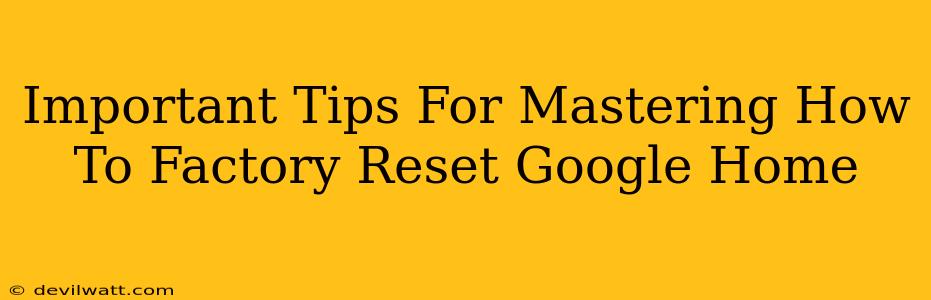 Important Tips For Mastering How To Factory Reset Google Home