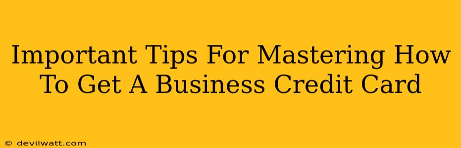 Important Tips For Mastering How To Get A Business Credit Card