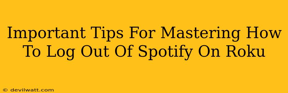 Important Tips For Mastering How To Log Out Of Spotify On Roku