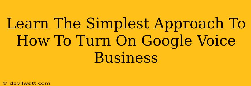 Learn The Simplest Approach To How To Turn On Google Voice Business