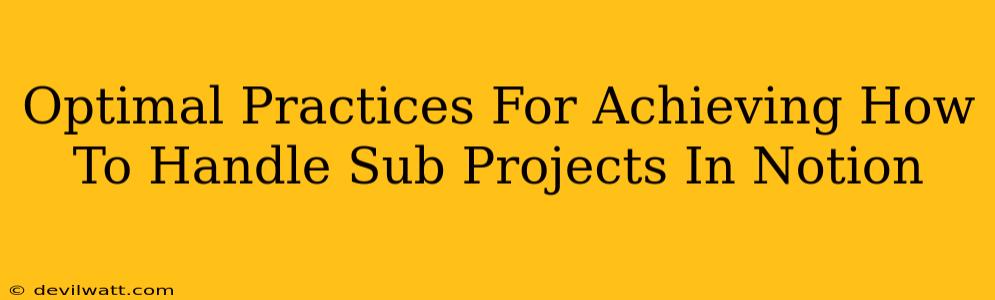 Optimal Practices For Achieving How To Handle Sub Projects In Notion