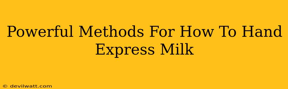 Powerful Methods For How To Hand Express Milk