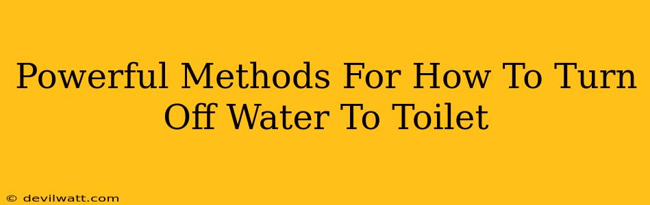 Powerful Methods For How To Turn Off Water To Toilet