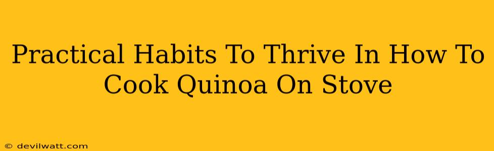 Practical Habits To Thrive In How To Cook Quinoa On Stove