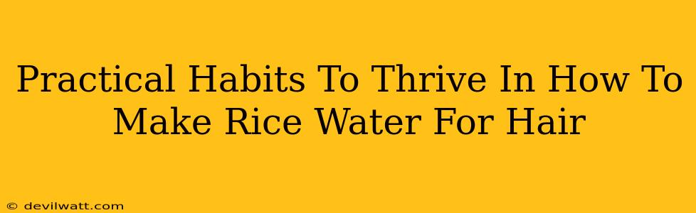 Practical Habits To Thrive In How To Make Rice Water For Hair