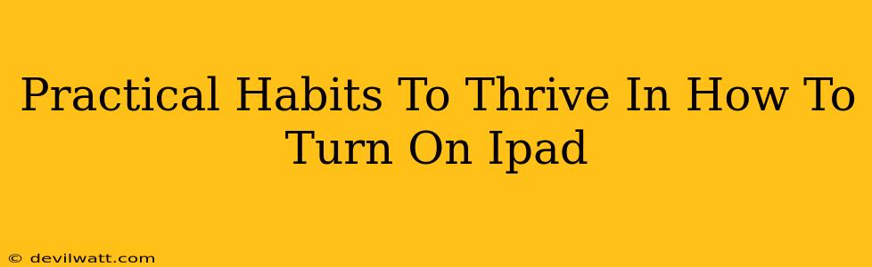 Practical Habits To Thrive In How To Turn On Ipad