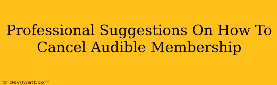 Professional Suggestions On How To Cancel Audible Membership