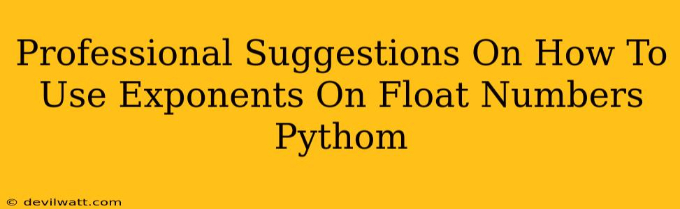 Professional Suggestions On How To Use Exponents On Float Numbers Pythom