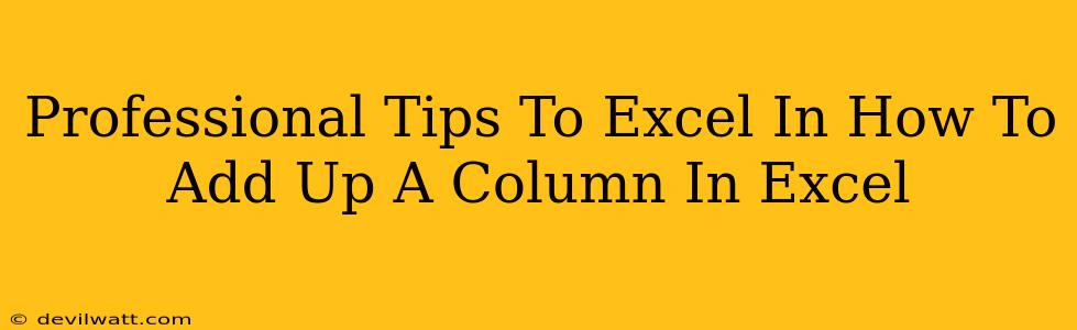 Professional Tips To Excel In How To Add Up A Column In Excel