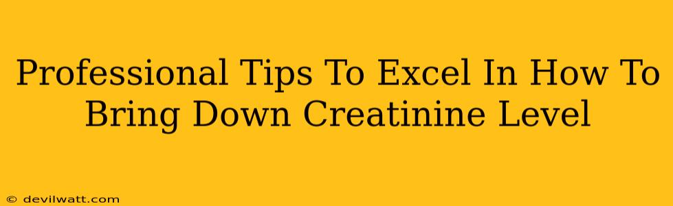 Professional Tips To Excel In How To Bring Down Creatinine Level
