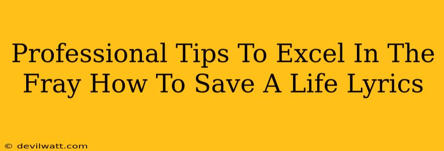 Professional Tips To Excel In The Fray How To Save A Life Lyrics