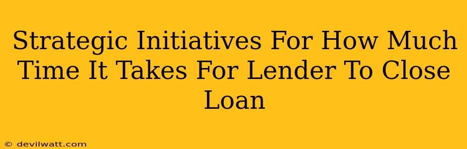 Strategic Initiatives For How Much Time It Takes For Lender To Close Loan