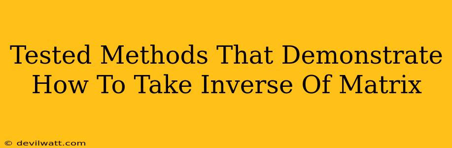 Tested Methods That Demonstrate How To Take Inverse Of Matrix