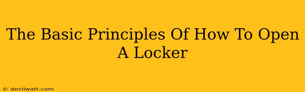 The Basic Principles Of How To Open A Locker