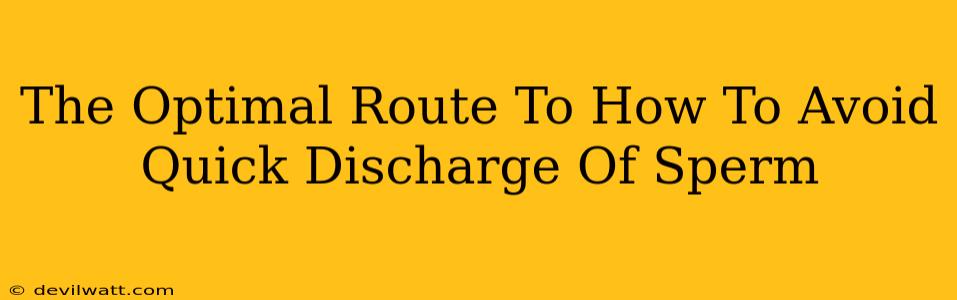The Optimal Route To How To Avoid Quick Discharge Of Sperm