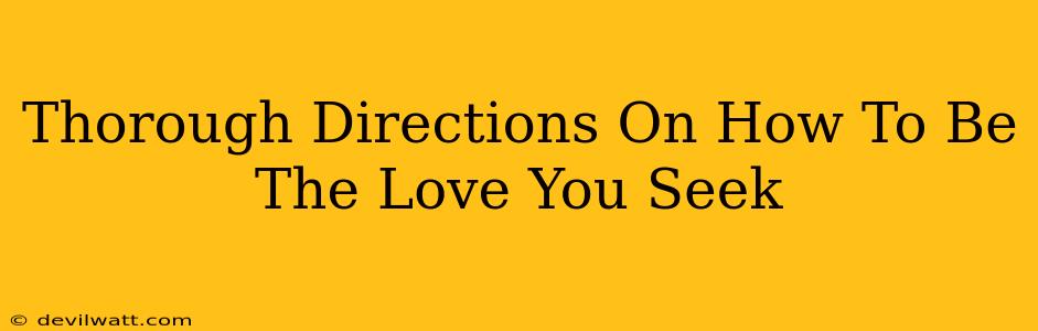 Thorough Directions On How To Be The Love You Seek