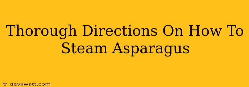 Thorough Directions On How To Steam Asparagus
