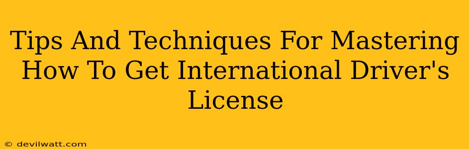 Tips And Techniques For Mastering How To Get International Driver's License