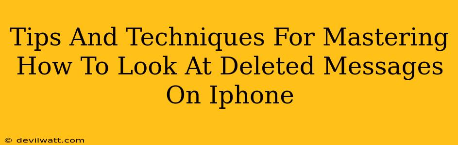 Tips And Techniques For Mastering How To Look At Deleted Messages On Iphone