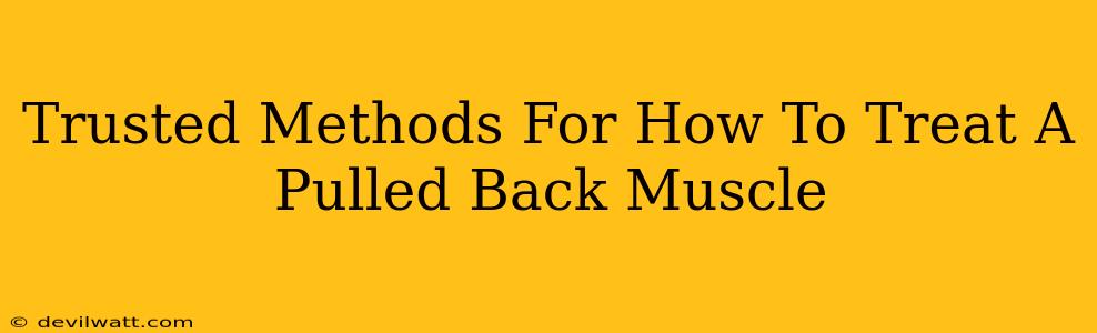 Trusted Methods For How To Treat A Pulled Back Muscle