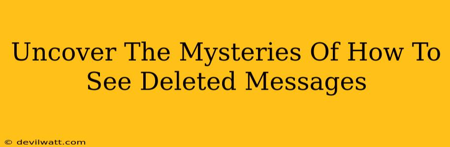 Uncover The Mysteries Of How To See Deleted Messages