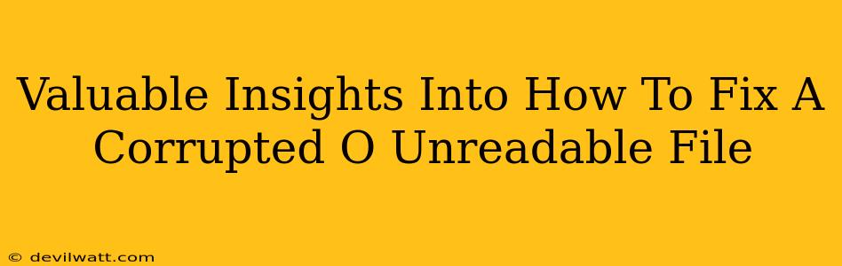 Valuable Insights Into How To Fix A Corrupted O Unreadable File