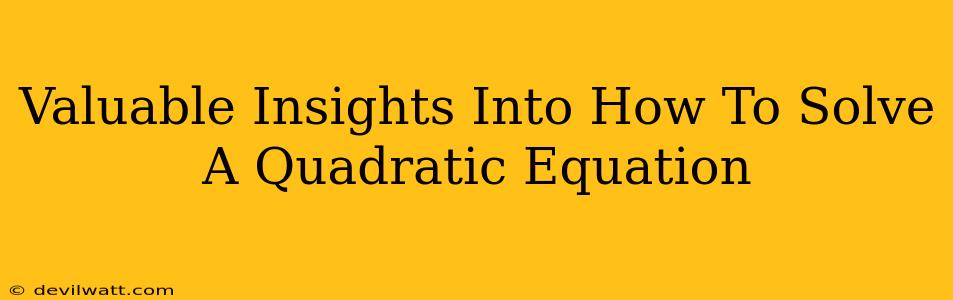 Valuable Insights Into How To Solve A Quadratic Equation