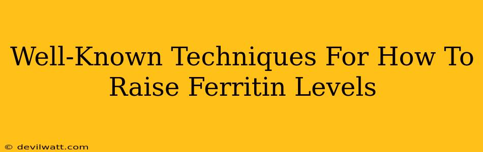 Well-Known Techniques For How To Raise Ferritin Levels