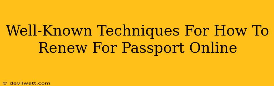 Well-Known Techniques For How To Renew For Passport Online